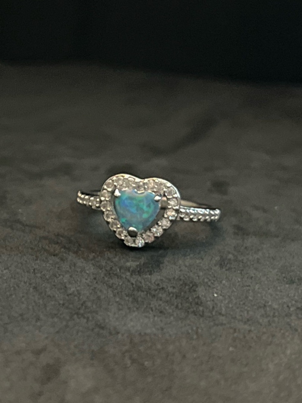 Silver Ring with Blue Opal Center - Women Jewelry